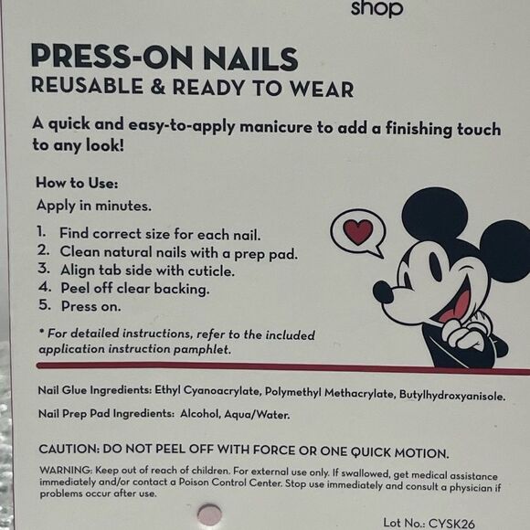 The Crème Shop Disney Mickey Mouse Press On Nails NWT - Picture 6 of 6